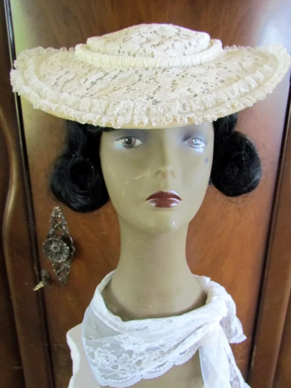1950s WHITE LACE HAT, CHURCH, TEA PARTY, THEATER, COSTUME, LADIES, TEENS, GIRLS - Picture 5 of 9
